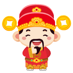 萌财神送祝福新年快乐
