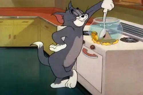 猫和老鼠汤姆都怎么吃鱼呢金鱼就没有一次能真的吃了我
