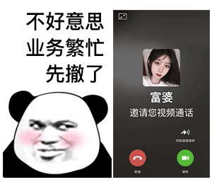 沙雕熊猫头套图表情包不好意思,业务繁忙,先撤了
