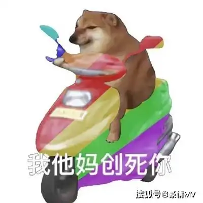狗子骑车五彩斑斓创死你表情图片
