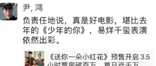 易烊千玺厉害了,一朵小红花预售票房破亿,又刷新纪录
