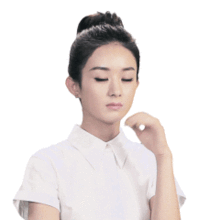 长长睫毛大大眼睛丸子头炎柔似水美女
