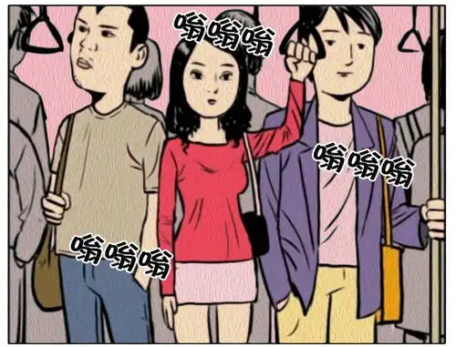恶搞漫画一群挤公交的人
