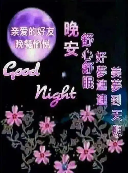 晚上好问候动画表情包,睡前群发晚安问候祝福图片带字

