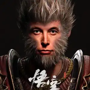马斯克发布悟空版ai照片,点赞黑神话悟空
