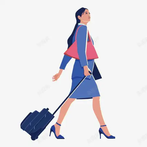 手绘卡通高挑女人拉着行李箱元素免费下载页面网页平面电商创意素材滴滴出行素材
