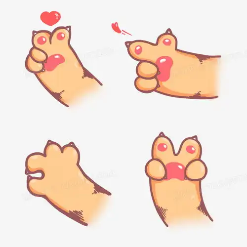 一组手绘可爱猫爪表情包png图片素材免费下载手绘png30003000像素
