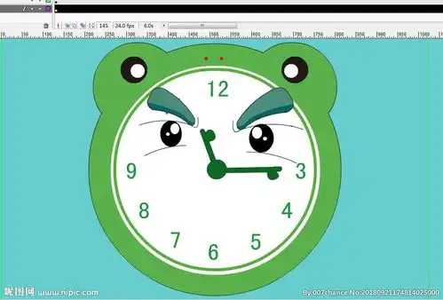绿色青蛙钟表表情动画6秒
