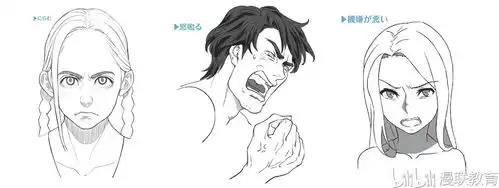 漫画人物6种基本表情的画法part02怒的表情画法
