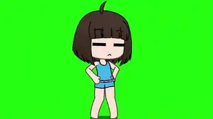 脸红的frisk绿幕素材

