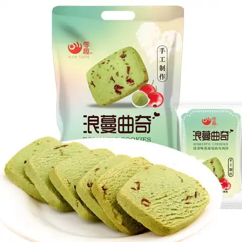 零趣浪蔓曲奇饼干小包装蔓越莓抹茶西饼干散装零食整箱400g批发
