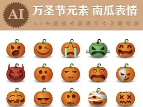 万圣节南瓜表情化妆晚会矢量背景元素图片下载eps素材其他
