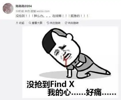 oppofindx被玩坏只因没有抢到就发表情包泄愤
