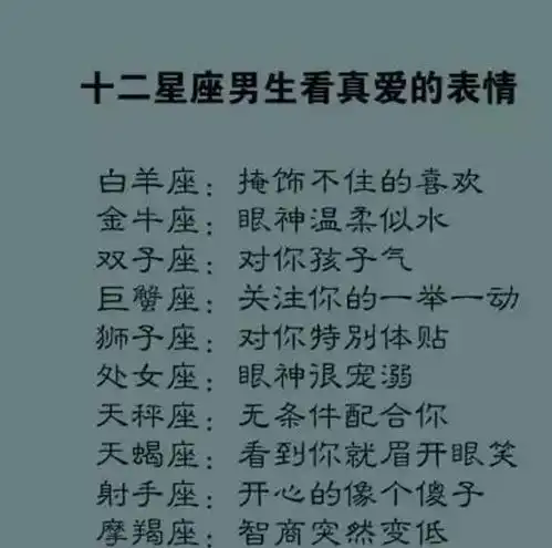 12星座谁最难耐孤单12星座男生看真爱的表情
