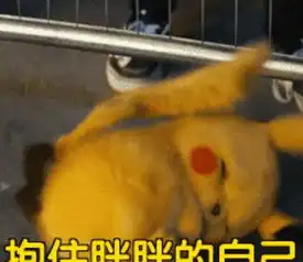大侦探皮卡丘表情包抱住胖胖的自己
