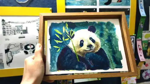 熊猫水彩萌兰的微笑
