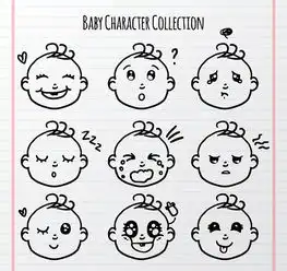手绘婴儿表情头像
