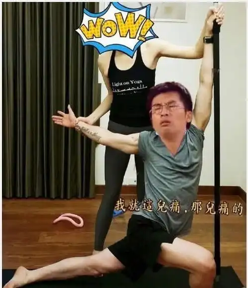 苏有朋晒瑜伽照却被网友p上杜飞撕裂表情,网友画风惊奇