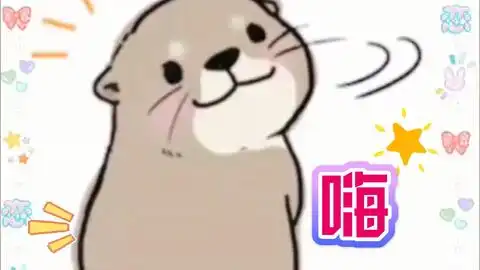 两只蠢萌水獭做的动图表情包,啊啊啊可爱死了
